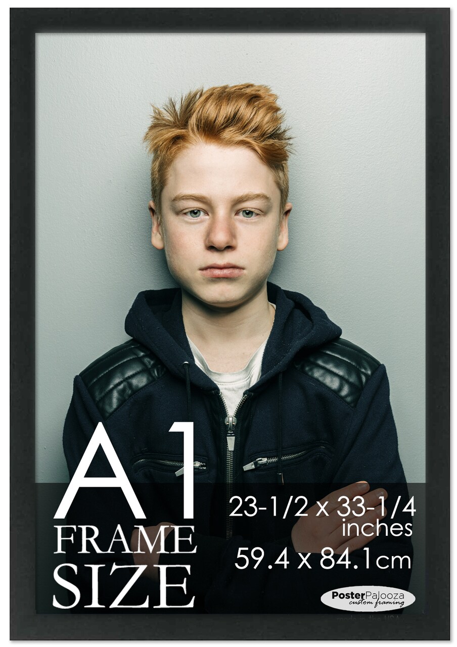 A1 Frame Black Modern Minimalist 23.5x33.25 Frame - Wood A1 Picture Frame, UV Acrylic